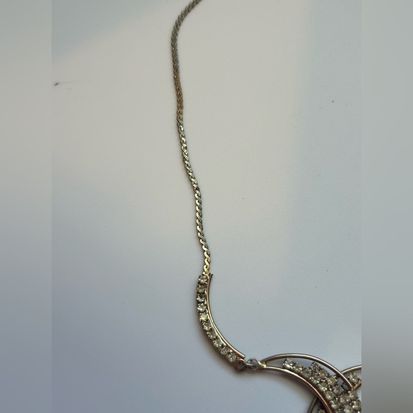 Vintage Gold Tone Rhinestone Statement Necklace Bridal Coquette Glam Choker 17in - Picture 7 of 16